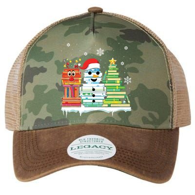 Christmas Library Tree Snoman Merry Bookmas Book Lover Xmas Legacy Tie Dye Trucker Hat