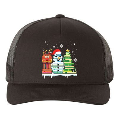 Christmas Library Tree Snoman Merry Bookmas Book Lover Xmas Yupoong Adult 5-Panel Trucker Hat