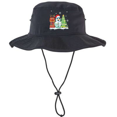 Christmas Library Tree Snoman Merry Bookmas Book Lover Xmas Legacy Cool Fit Booney Bucket Hat