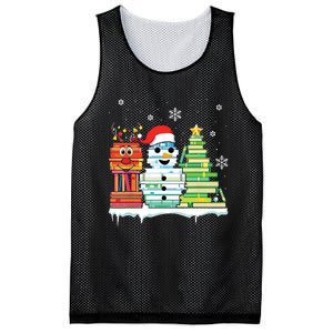 Christmas Library Tree Snoman Merry Bookmas Book Lover Xmas Mesh Reversible Basketball Jersey Tank