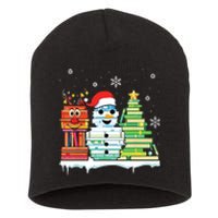 Christmas Library Tree Snoman Merry Bookmas Book Lover Xmas Short Acrylic Beanie