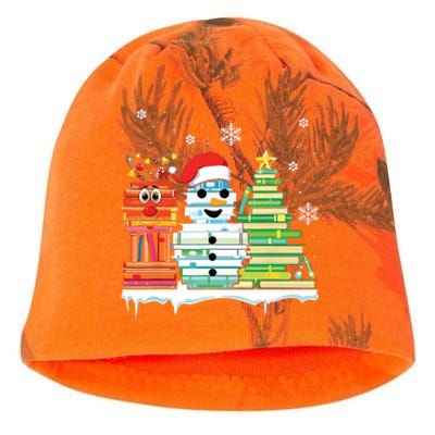 Christmas Library Tree Snoman Merry Bookmas Book Lover Xmas Kati - Camo Knit Beanie