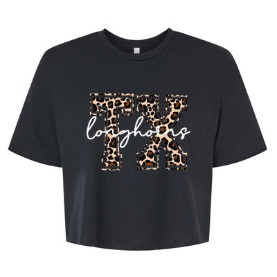 Cheetah Longhorns Tx Longhorn Bella Bella+Canvas Jersey Crop Tee