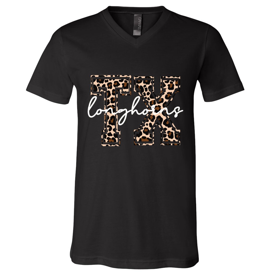 Cheetah Longhorns Tx Longhorn Bella V-Neck T-Shirt