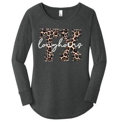 Cheetah Longhorns Tx Longhorn Bella Women's Perfect Tri Tunic Long Sleeve Shirt