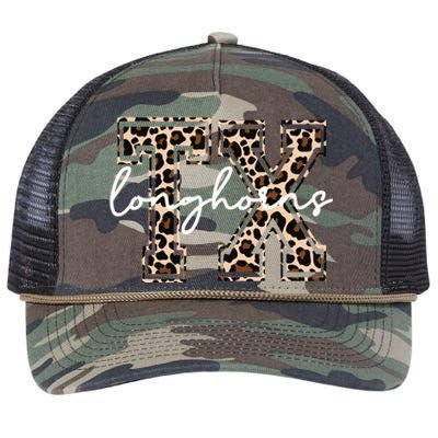 Cheetah Longhorns Tx Longhorn Bella Retro Rope Trucker Hat Cap