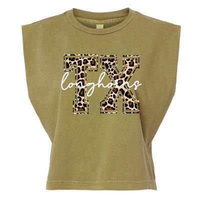 Cheetah Longhorns Tx Longhorn Bella Garment-Dyed Women's Muscle Tee