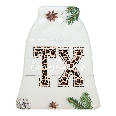 Cheetah Longhorns Tx Longhorn Bella Ceramic Bell Ornament