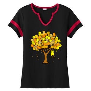 Cat Lover Tree Cute Ladies Halftime Notch Neck Tee