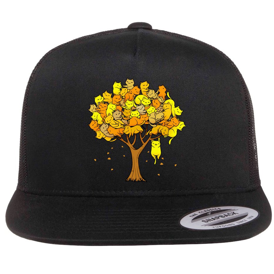 Cat Lover Tree Cute Flat Bill Trucker Hat