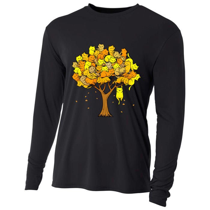 Cat Lover Tree Cute Cooling Performance Long Sleeve Crew