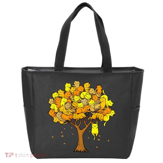 Cat Lover Tree Cute Zip Tote Bag