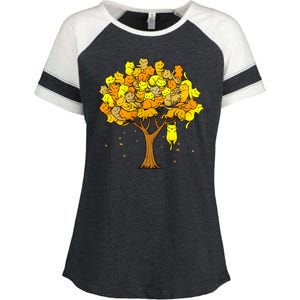 Cat Lover Tree Cute Enza Ladies Jersey Colorblock Tee