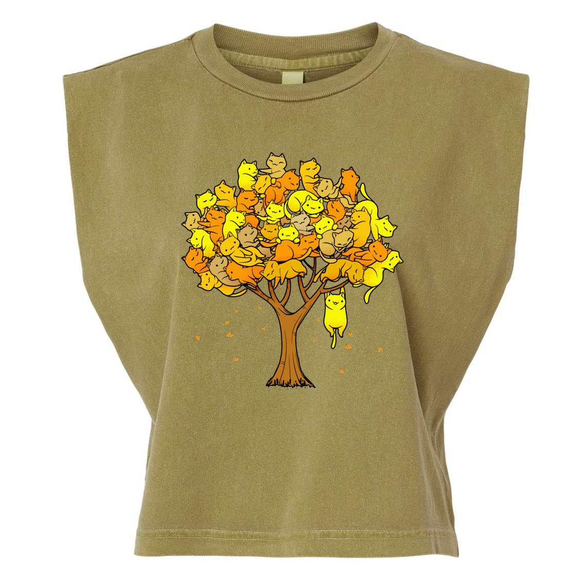 Cat Lover Tree Cute Garment-Dyed Women's Muscle Tee