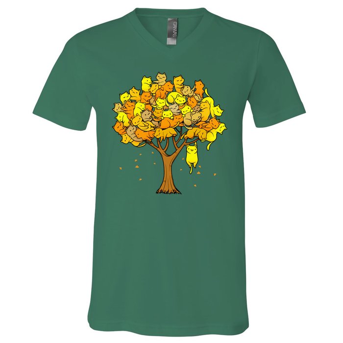 Cat Lover Tree Cute V-Neck T-Shirt