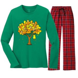 Cat Lover Tree Cute Women's Long Sleeve Flannel Pajama Set 