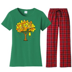 Cat Lover Tree Cute Women's Flannel Pajama Set