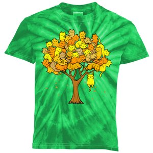 Cat Lover Tree Cute Kids Tie-Dye T-Shirt