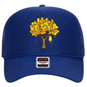 Cat Lover Tree Cute High Crown Mesh Back Trucker Hat