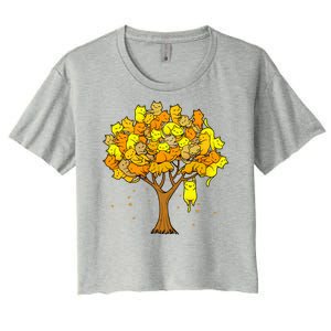 Cat Lover Tree Cute Women's Crop Top Tee