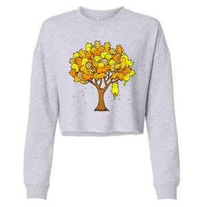 Cat Lover Tree Cute Cropped Pullover Crew