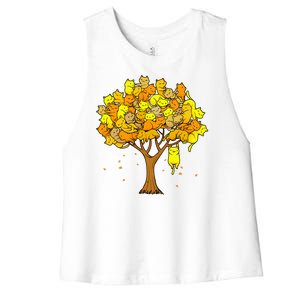 Cat Lover Tree Cute Women's Racerback Cropped Tank