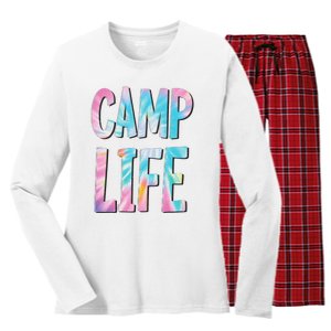 Camp Life TieDie Summer Top for Summer Camp Tee Women's Long Sleeve Flannel Pajama Set 