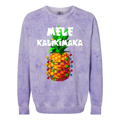 Christmas Lights Tree Pineapple Mele Kalikimaka Hawaii Xmas Colorblast Crewneck Sweatshirt