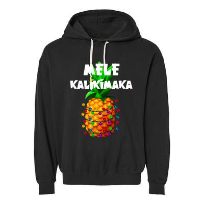 Christmas Lights Tree Pineapple Mele Kalikimaka Hawaii Xmas Garment-Dyed Fleece Hoodie