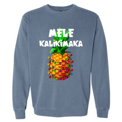 Christmas Lights Tree Pineapple Mele Kalikimaka Hawaii Xmas Garment-Dyed Sweatshirt