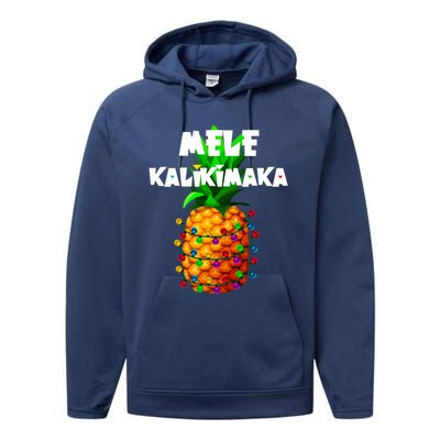 Christmas Lights Tree Pineapple Mele Kalikimaka Hawaii Xmas Performance Fleece Hoodie