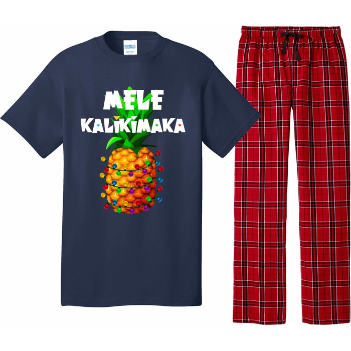 Christmas Lights Tree Pineapple Mele Kalikimaka Hawaii Xmas Pajama Set