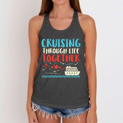 Cruising Life Together Anniversary Cruise Trip Couple Gift Women's Knotted Racerback Tank