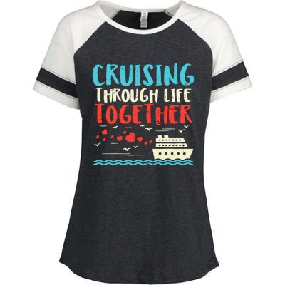 Cruising Life Together Anniversary Cruise Trip Couple Gift Enza Ladies Jersey Colorblock Tee