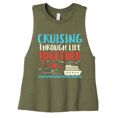 Cruising Life Together Anniversary Cruise Trip Couple Gift Women's Racerback Cropped Tank