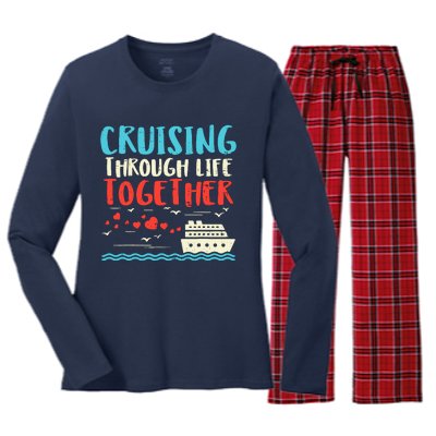 Cruising Life Together Anniversary Cruise Trip Couple Gift Women's Long Sleeve Flannel Pajama Set 