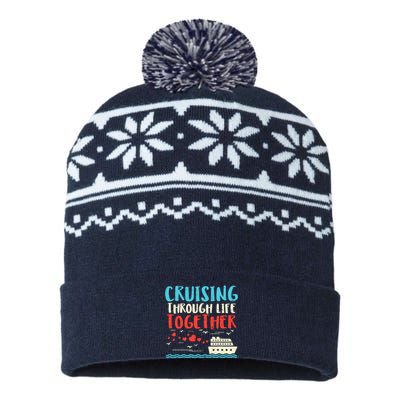 Cruising Life Together Anniversary Cruise Trip Couple Gift USA-Made Snowflake Beanie