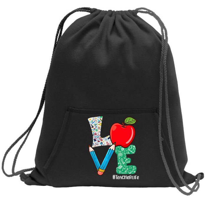 Cute Love Teacher Life Back To School Love Teaching Sweatshirt Cinch Pack Bag