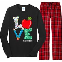 Cute Love Teacher Life Back To School Love Teaching Long Sleeve Pajama Set