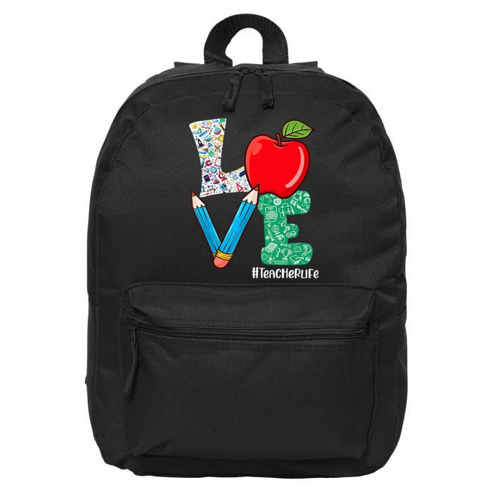 Cute Love Teacher Life Back To School Love Teaching 16 in Basic Backpack