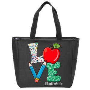 Cute Love Teacher Life Back To School Love Teaching Zip Tote Bag