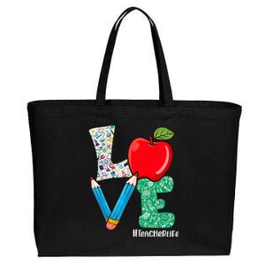 Cute Love Teacher Life Back To School Love Teaching Cotton Canvas Jumbo Tote