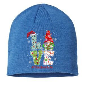 Cute LOVE Tennis Christmas Gnome Xmas Gift For Tennis Lovers Sustainable Beanie