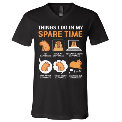 Capybara Lover Things I Do In My Spare Time V-Neck T-Shirt