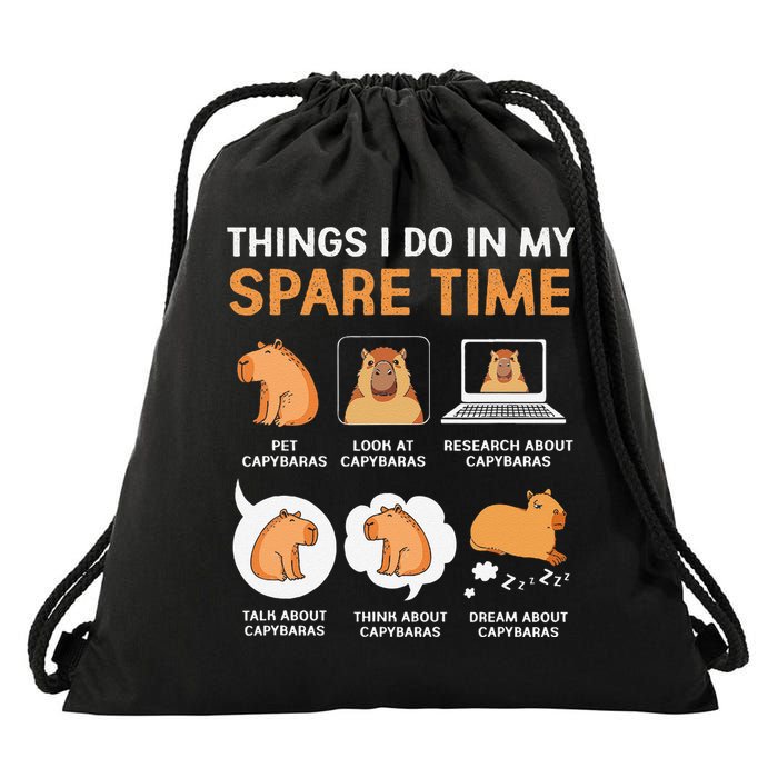 Capybara Lover Things I Do In My Spare Time Drawstring Bag
