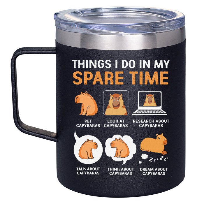 Capybara Lover Things I Do In My Spare Time 12oz Stainless Steel Coffee Mug