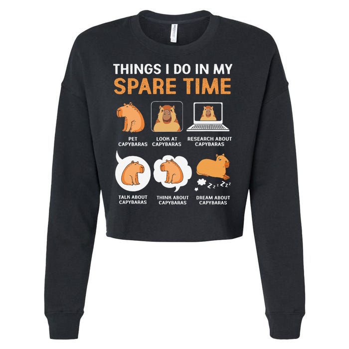 Capybara Lover Things I Do In My Spare Time Cropped Pullover Crew
