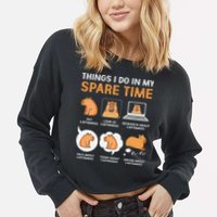 Capybara Lover Things I Do In My Spare Time Cropped Pullover Crew