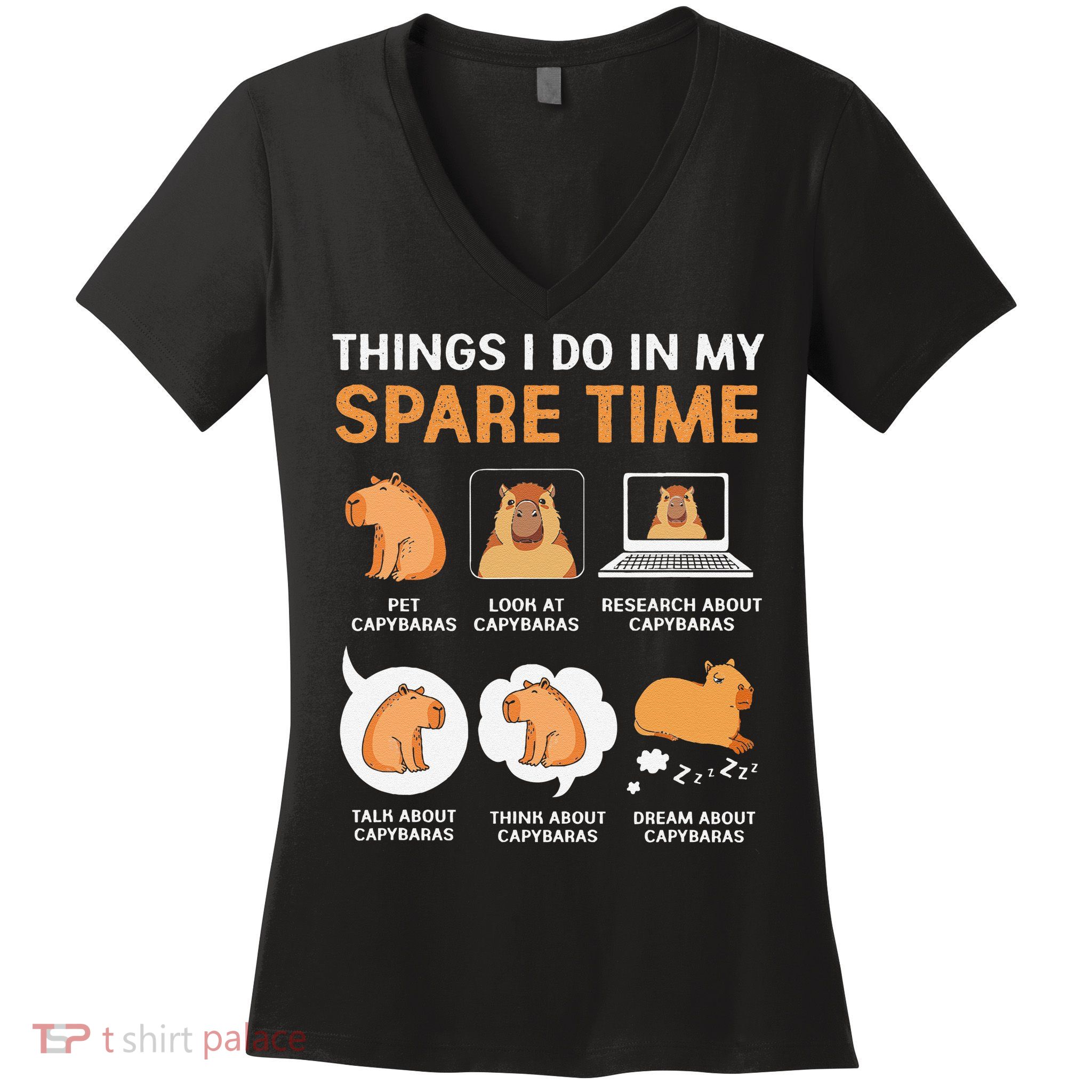 Capybara Lover Things I Do In My Spare Time Women's V-Neck T-Shirt