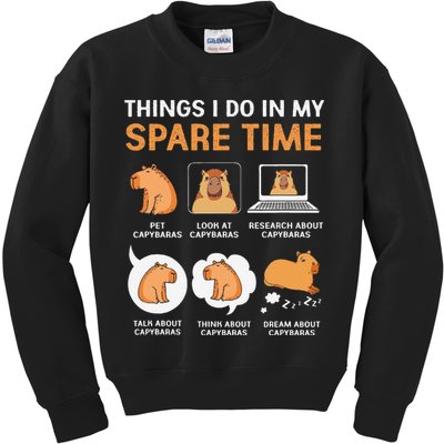 Capybara Lover Things I Do In My Spare Time Kids Sweatshirt